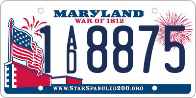 MD license plate 1AD8875