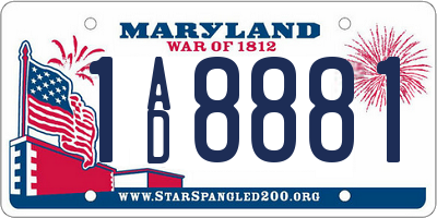 MD license plate 1AD8881