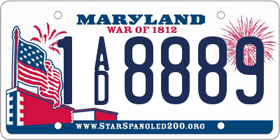 MD license plate 1AD8889