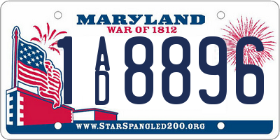 MD license plate 1AD8896