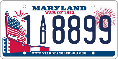 MD license plate 1AD8899