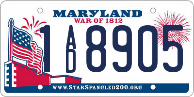 MD license plate 1AD8905