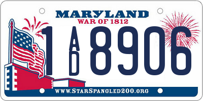 MD license plate 1AD8906