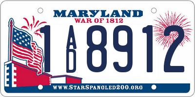MD license plate 1AD8912