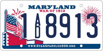 MD license plate 1AD8913