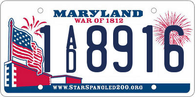 MD license plate 1AD8916
