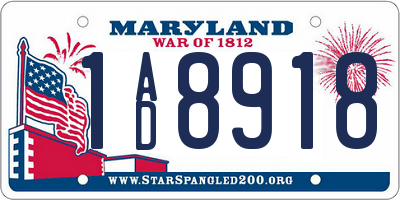 MD license plate 1AD8918