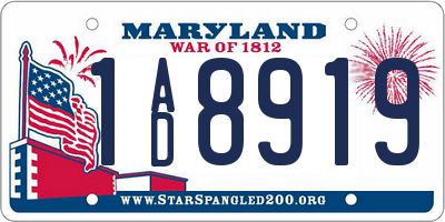 MD license plate 1AD8919