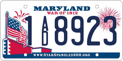 MD license plate 1AD8923
