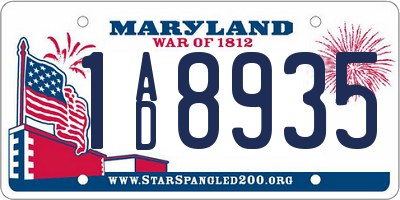MD license plate 1AD8935