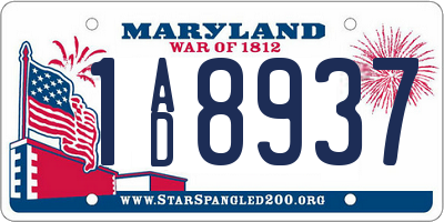 MD license plate 1AD8937
