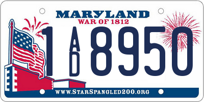 MD license plate 1AD8950