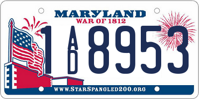 MD license plate 1AD8953