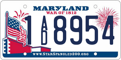 MD license plate 1AD8954