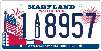 MD license plate 1AD8957