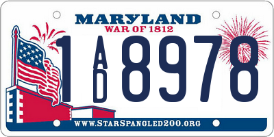 MD license plate 1AD8978
