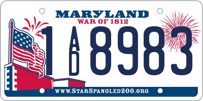 MD license plate 1AD8983