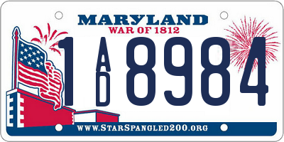 MD license plate 1AD8984