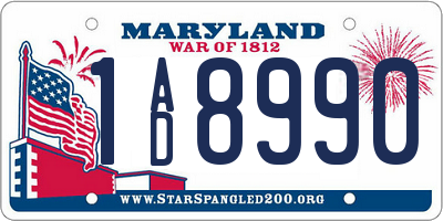 MD license plate 1AD8990