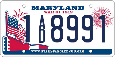 MD license plate 1AD8991