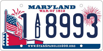 MD license plate 1AD8993