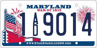 MD license plate 1AD9014