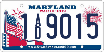 MD license plate 1AD9015