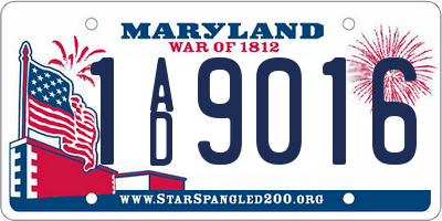 MD license plate 1AD9016