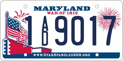 MD license plate 1AD9017