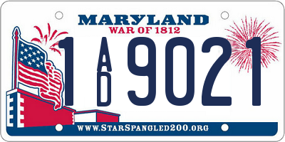 MD license plate 1AD9021