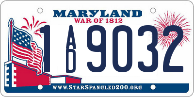MD license plate 1AD9032