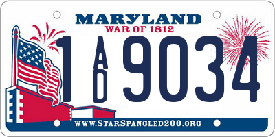 MD license plate 1AD9034
