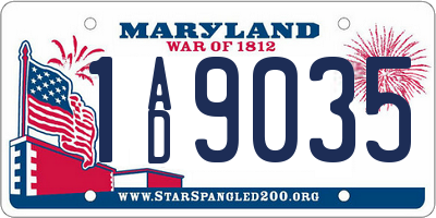 MD license plate 1AD9035