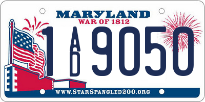 MD license plate 1AD9050