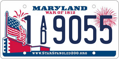 MD license plate 1AD9055