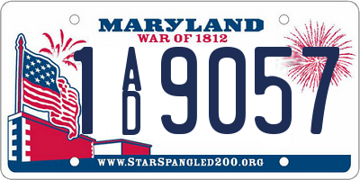 MD license plate 1AD9057
