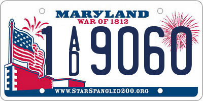 MD license plate 1AD9060