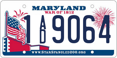 MD license plate 1AD9064