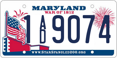 MD license plate 1AD9074