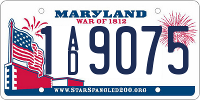 MD license plate 1AD9075