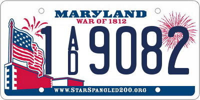 MD license plate 1AD9082