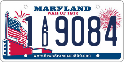 MD license plate 1AD9084