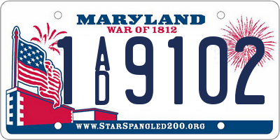 MD license plate 1AD9102