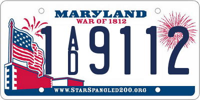 MD license plate 1AD9112