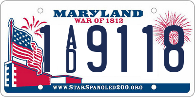 MD license plate 1AD9118