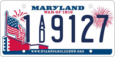 MD license plate 1AD9127