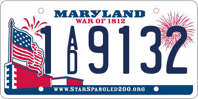 MD license plate 1AD9132