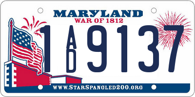 MD license plate 1AD9137