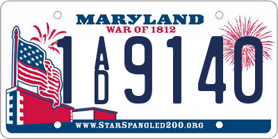 MD license plate 1AD9140