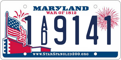 MD license plate 1AD9141